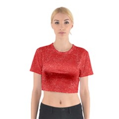 Modern Red And White Confetti Pattern Cotton Crop Top