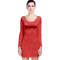 Modern Red And White Confetti Pattern Long Sleeve Velvet Bodycon Dress