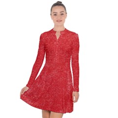 Modern Red And White Confetti Pattern Long Sleeve Panel Dress