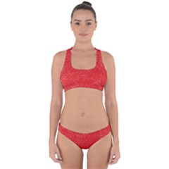 Modern Red And White Confetti Pattern Cross Back Hipster Bikini Set