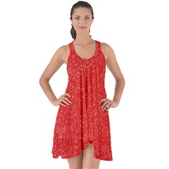 Modern Red And White Confetti Pattern Show Some Back Chiffon Dress