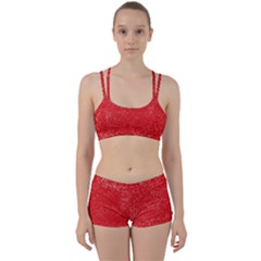 Modern Red And White Confetti Pattern Perfect Fit Gym Set by yoursparklingshop