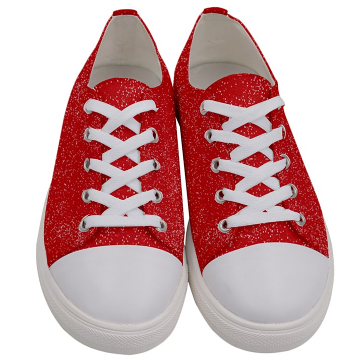 Modern Red And White Confetti Pattern Women s Low Top Canvas Sneakers