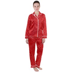 Modern Red And White Confetti Pattern Satin Long Sleeve Pyjamas Set