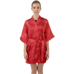 Modern Red And White Confetti Pattern Half Sleeve Satin Kimono 