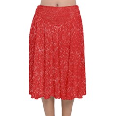 Modern Red And White Confetti Pattern Velvet Flared Midi Skirt