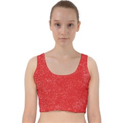 Modern Red And White Confetti Pattern Velvet Racer Back Crop Top by yoursparklingshop