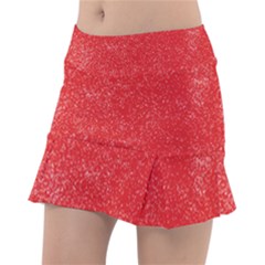 Modern Red And White Confetti Pattern Tennis Skorts