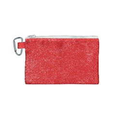 Modern Red And White Confetti Pattern Canvas Cosmetic Bag (small)