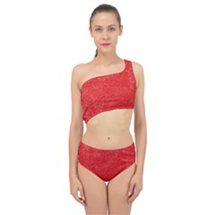 Modern Red And White Confetti Pattern Spliced Up Two Piece Swimsuit by yoursparklingshop