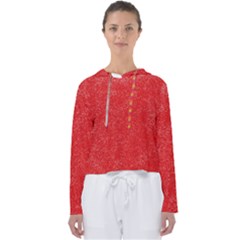 Modern Red And White Confetti Pattern Women s Slouchy Sweat