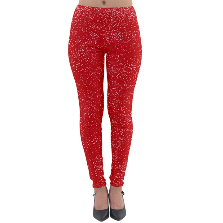 Modern Red And White Confetti Pattern Lightweight Velour Leggings