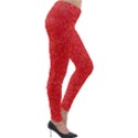 Modern Red And White Confetti Pattern Lightweight Velour Leggings View4