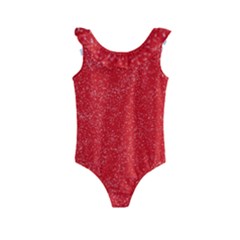 Modern Red And White Confetti Pattern Kids  Frill Swimsuit