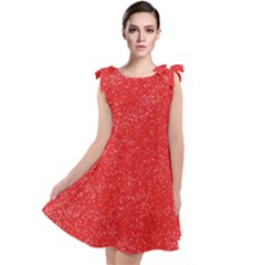 Modern Red And White Confetti Pattern Tie Up Tunic Dress