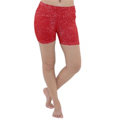 Modern Red And White Confetti Pattern Lightweight Velour Yoga Shorts by yoursparklingshop