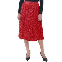 Modern Red And White Confetti Pattern Classic Velour Midi Skirt 