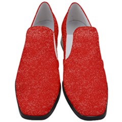 Modern Red And White Confetti Pattern Women Slip On Heel Loafers