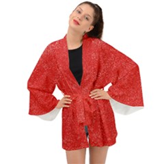 Modern Red And White Confetti Pattern Long Sleeve Kimono