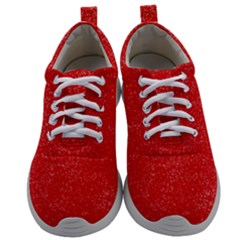 Modern Red And White Confetti Pattern Mens Athletic Shoes by yoursparklingshop