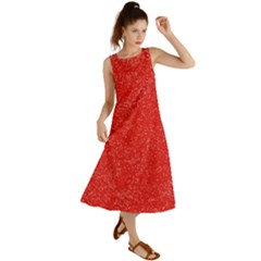 Modern Red And White Confetti Pattern Summer Maxi Dress