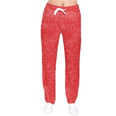 Modern Red And White Confetti Pattern Women Velvet Drawstring Pants