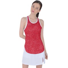 Modern Red And White Confetti Pattern Racer Back Mesh Tank Top