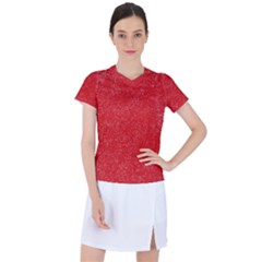 Modern Red And White Confetti Pattern Women s Sports Top