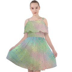 Pastel Mermaid Sparkles Cut Out Shoulders Chiffon Dress