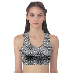 Black And White Pattern Sports Bra by HermanTelo