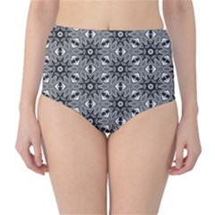 Black And White Pattern Classic High-waist Bikini Bottoms