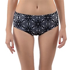 Black And White Pattern Reversible Mid-waist Bikini Bottoms