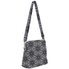 Black And White Pattern Zipper Messenger Bag