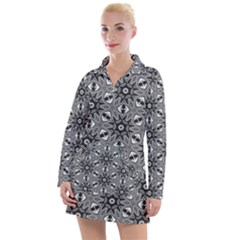 Black And White Pattern Women s Long Sleeve Casual Dress