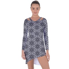 Black And White Pattern Asymmetric Cut-out Shift Dress