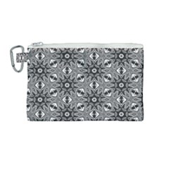 Black And White Pattern Canvas Cosmetic Bag (medium)