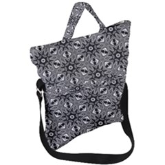 Black And White Pattern Fold Over Handle Tote Bag