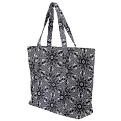 Black And White Pattern Zip Up Canvas Bag