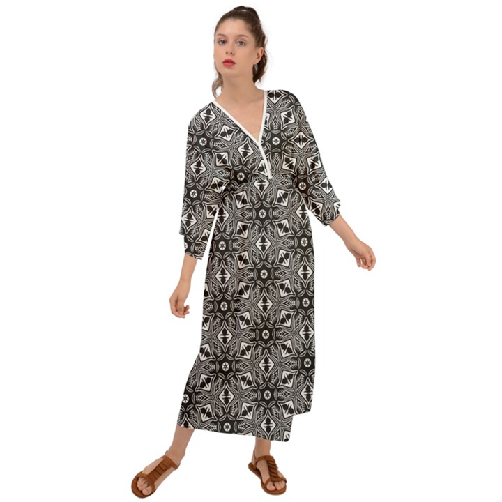 Black And White Pattern Grecian Style  Maxi Dress