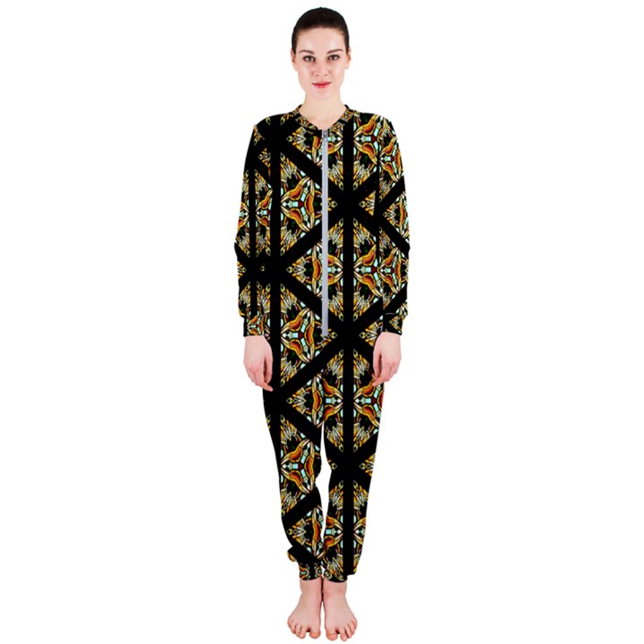 Pattern Stained Glass Triangles OnePiece Jumpsuit (Ladies) 