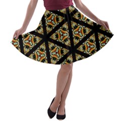 Pattern Stained Glass Triangles A-line Skater Skirt