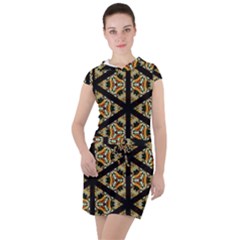 Pattern Stained Glass Triangles Drawstring Hooded Dress