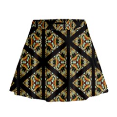 Pattern Stained Glass Triangles Mini Flare Skirt