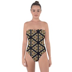 Pattern Stained Glass Triangles Tie Back One Piece Swimsuit by HermanTelo