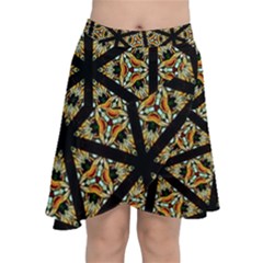 Pattern Stained Glass Triangles Chiffon Wrap Front Skirt