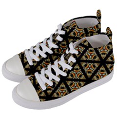 Pattern Stained Glass Triangles Women s Mid-top Canvas Sneakers by HermanTelo