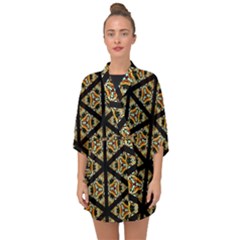 Pattern Stained Glass Triangles Half Sleeve Chiffon Kimono by HermanTelo