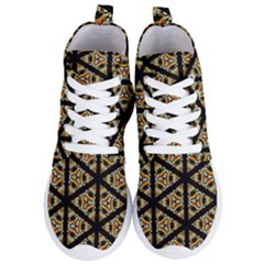 Pattern Stained Glass Triangles Women s Lightweight High Top Sneakers by HermanTelo