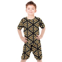 Pattern Stained Glass Triangles Kids  Tee And Shorts Set