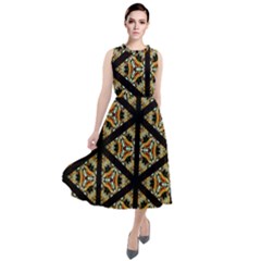 Pattern Stained Glass Triangles Round Neck Boho Dress